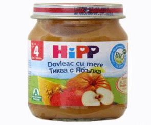 Плодово пюре HIPP 125гр - ябълка и тиква