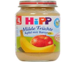 Плодово пюре HIPP 125гр - ябълка, банан и праскова