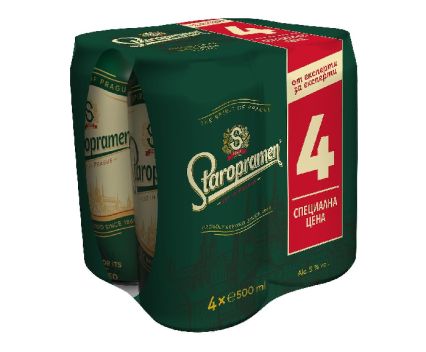 Бира Staropramen кен стек 4 бр. x 500 мл
