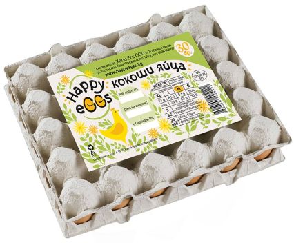 Яйца Happy Eggs от Клетъчно Отглеждани Кокошки Размер М Кафяви 30 бр 