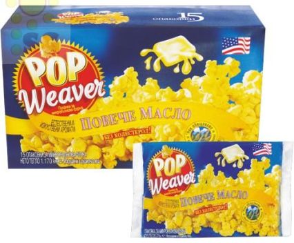 Пуканки за Микровълнова PopWeaver с Повече Масло 78 г