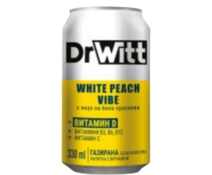 Газирана Напитка DrWitt VIbe с Витамини и Бяла Праскова кен 330 мл