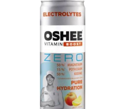 Газирана Напитка Oshee Pure Hydration с Електролити Вкус Праскова и Лимон Без Добавена Захар 250 мл 