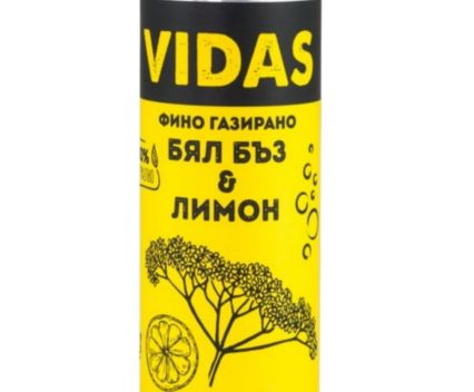 Газирана Напитка Vidas с Бъз и Лимон Без Добавена Захар кен 250 мл