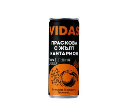 Студен Чай Vidas с Праскова и Жълт Кантарион Без Добавена Захар кен 250 мл