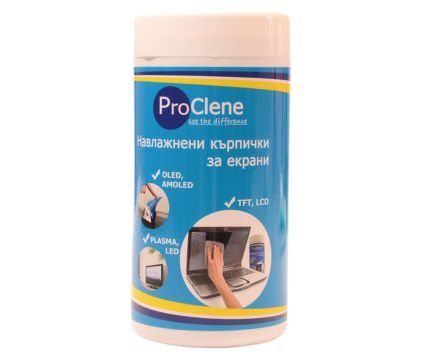 Навлажнени Мокри Кърпички За Екрани и Очила в Туба ProClene 100 бр