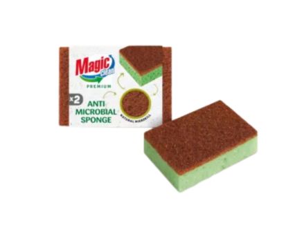 Домакинска Антибактериална Гъба с Фибра Magic Clean Premium 2 бр 