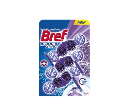 Ароматизатор за тоалетна чиния Bref Blue Aktiv Lavender 3 бр x 50 г