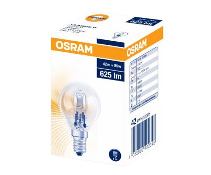 Халогенна крушка Osram E14 42W 1бр - топла светлина, топче