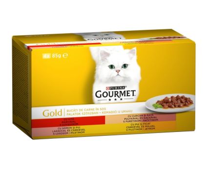 Котешка храна Gourmet Gold хапки в сос - асорти 4 х 85 г