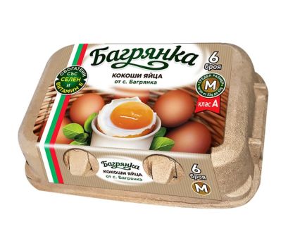 Кокоши яйца обогатени със Селен и Витамин Е Багрянка размер L 6 бр