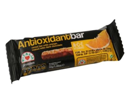 Зърнен бар Vitalia Antioxidant bar с портокал и тъмен шоколад 30 г