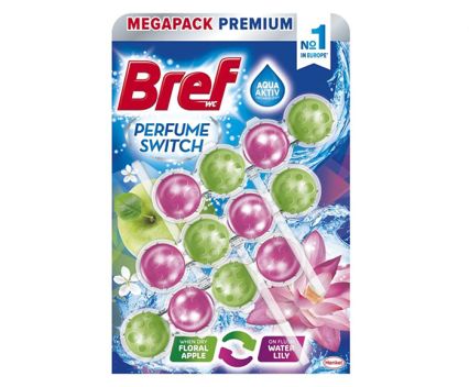 Ароматизатор за тоалетна Bref Perfume Switch Водна лилия и Ябълка 3 x 50 г