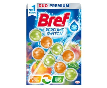 Ароматизатор за Тоалетна Bref Perfume Switch Праскова и Ябълка 2 x 50 г