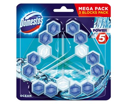 Ароматизатор за Tоалетна Чиния Domestos Power 5 Океан 3 х 55 г