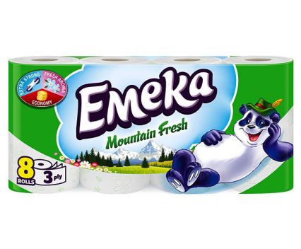 Тоалетна хартия Emeka Mountain Fresh, 3 пластова, 8бр