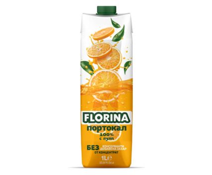 Сок Портокал Florina 100% с Пулп 1 л