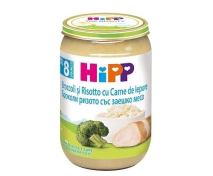Месно Пюре HIPP Био Ризото с Броколи и Заешко след 8-ия месец 220 г