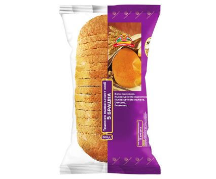 Трапезен пълнозърнест Добруджански хляб 5 брашна 500гр