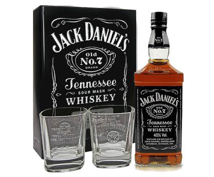 Уиски Jack Daniel's 700 мл + 2 Чаши в Метална Кутия