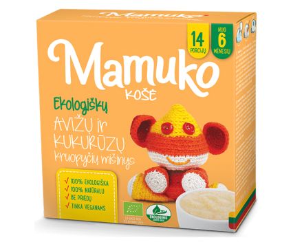 Био бебешка каша за готвене Овес и Царевица Mamuko 240 г 6+ месеца