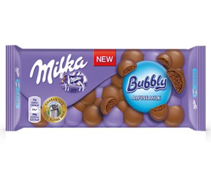 Аериран Млечен Шоколад Milka Bubbly 90 г