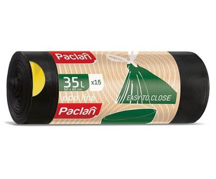 Торби за смет с дръжки Paclan Eco Line 35 л 15 бр - черни