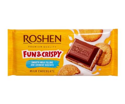 Млечен шоколад Roshen Fun & Crispy с бисквитки 115гр