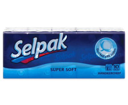 Носни кърпички Selpak 4 пл., 10 х 10 бр