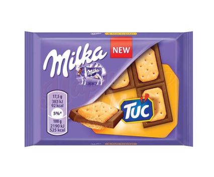 Шоколад Milka с бисквити Tuc 35гр