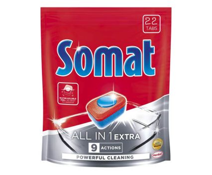 Таблетки за съдомиялна машина Somat All in 1 Extra 22 бр
