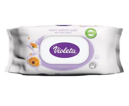 Влажна тоалетна хартия Violeta sensitive невен 60бр