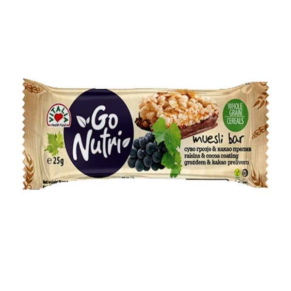 Мюсли бар Vitalia Go Nutri грозде и какао 25 г