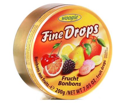 Твърди Карамелени Бонбони Woogie Fine Drops Плодове 200 г