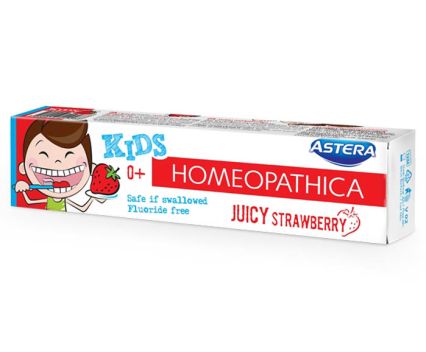 Детска паста за зъби ASTERA KIDS HOMEOPATHICA с вкус на ягода