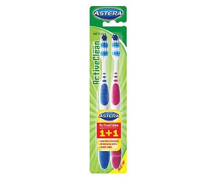 Четка за зъби Astera Active clean Medium 1+1