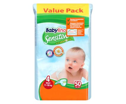 Бебешки Пелени Babylino Sensitive 7-18 кг 50 бр