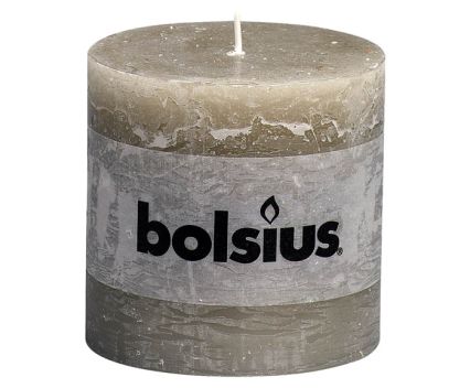 Цилиндрична свещ рустика Bolsius - сребърна