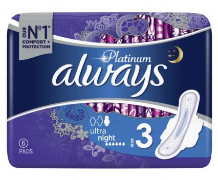 Дамски превръзки Always Platinum Ultra Night 6бр