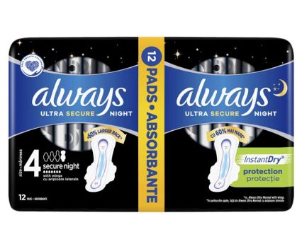 Дамски превръзки Always Ultra Secure Night 12бр