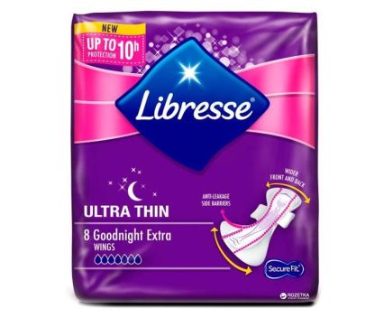 Дамски превръзки Libresse Ultra thin Goodnight Extra 8 бр