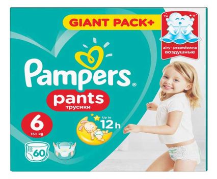 Бебешки Памперс Гащички Pampers Pants 6 (15+ кг) 60 бр