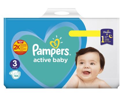 Бебешки Пелени Pampers Active Baby 3 (6-10 кг) Giant Pack 104 бр