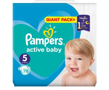 Бебешки Пелени Pampers Active Baby 5 (11-16 кг) Giant Pack 78 бр