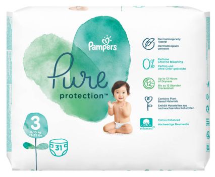 Бебешки Пелени Pampers Pure Protection 3 (6-10 кг) 31 бр