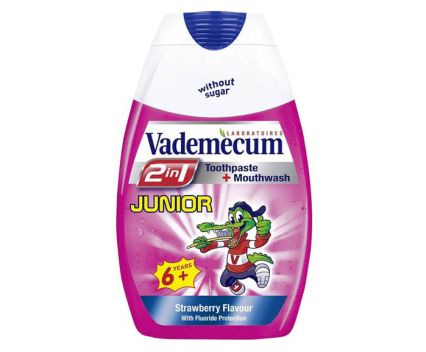 Детска паста за зъби и вода за уста Vademecum Junior  6+години с вкус на ягода