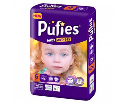 Бебешки пелени Pufies Art+Dry 6  13+ кг 42 бр
