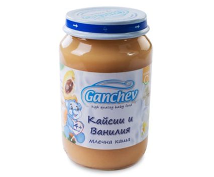 Пюре Ганчев млечна каша кайсия и ванилия от 4-тия месец 190 г