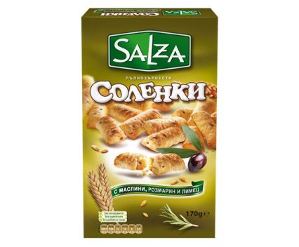 Соленки Salza Пълнозърнести с Маслини, Розмарин и Лимец 170 г