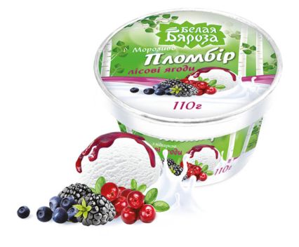 Сладолед Пломбир със сладко от горски плодове Белая Бяроза 110 г